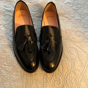 Gorgeous J Crew Spazzolato Tassel Tab Academy Loafer / Black